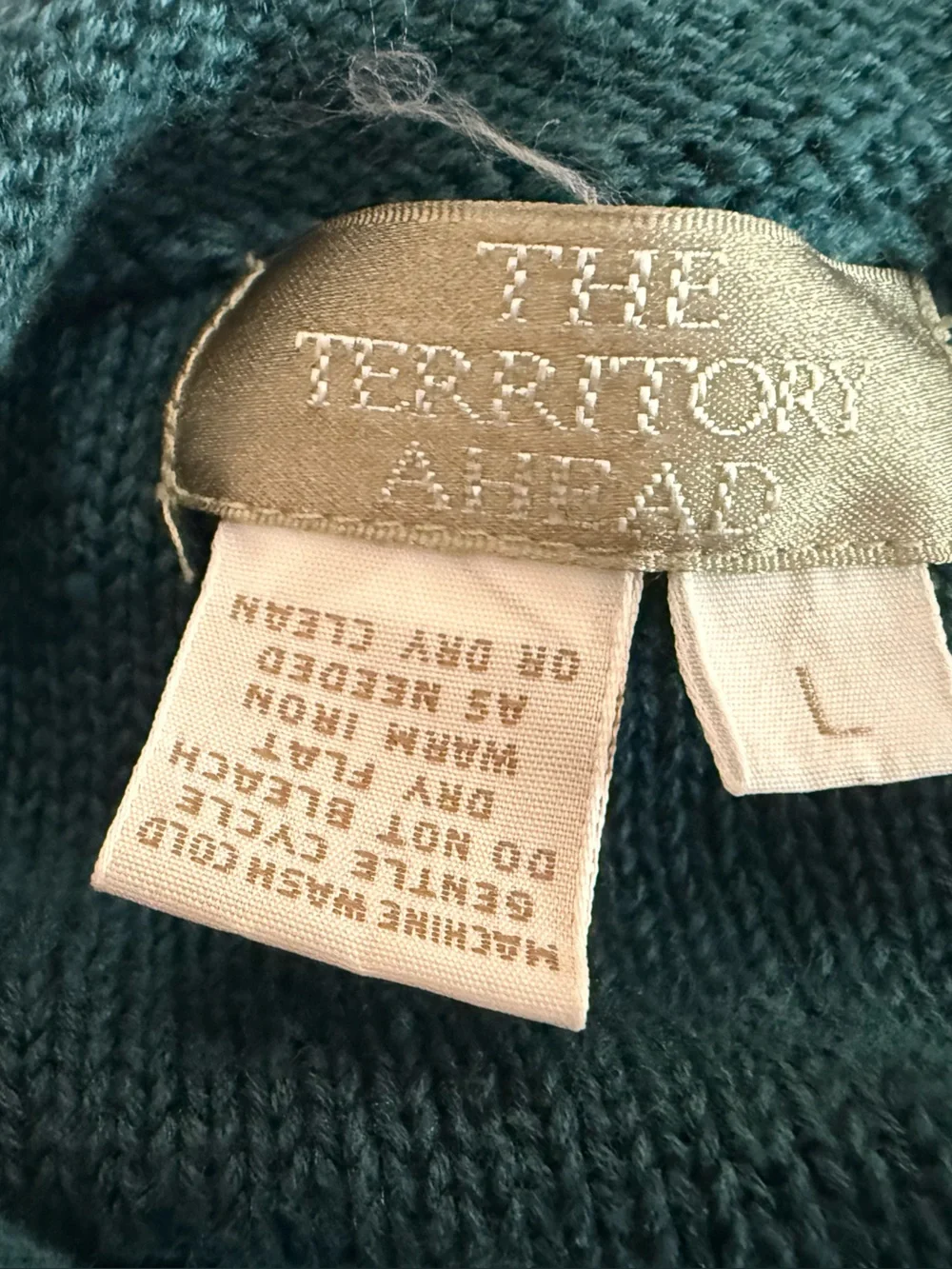 Territory Ahead Mens Large Teal Multicolor Southwestern Stripe Roll Neck Sweater